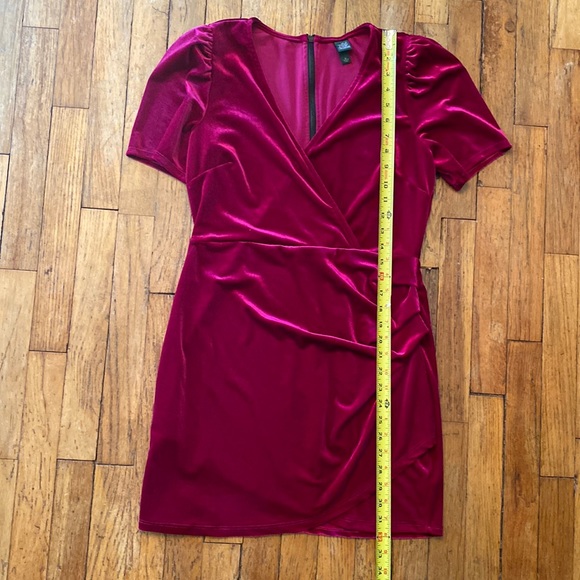Wild Fable Hot Pink velvet Faux Wrap Mini Dress - Picture 2 of 13